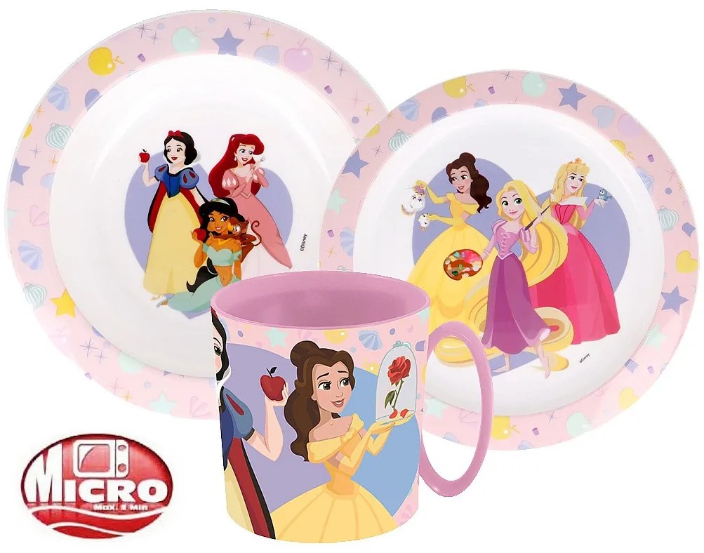 Prințesele Disney True set de masă, set din plastic micro cu cană de 350 ml