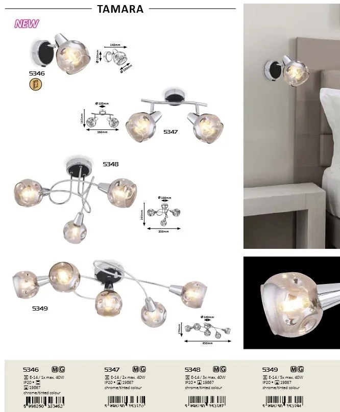 Lustra cu 5 spoturi design modern Tamara 5349 RX