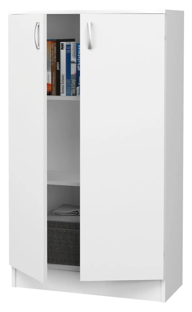 Biblioteca Flint, 2 Usi, Alba, 70 x 32 x 122 cm
