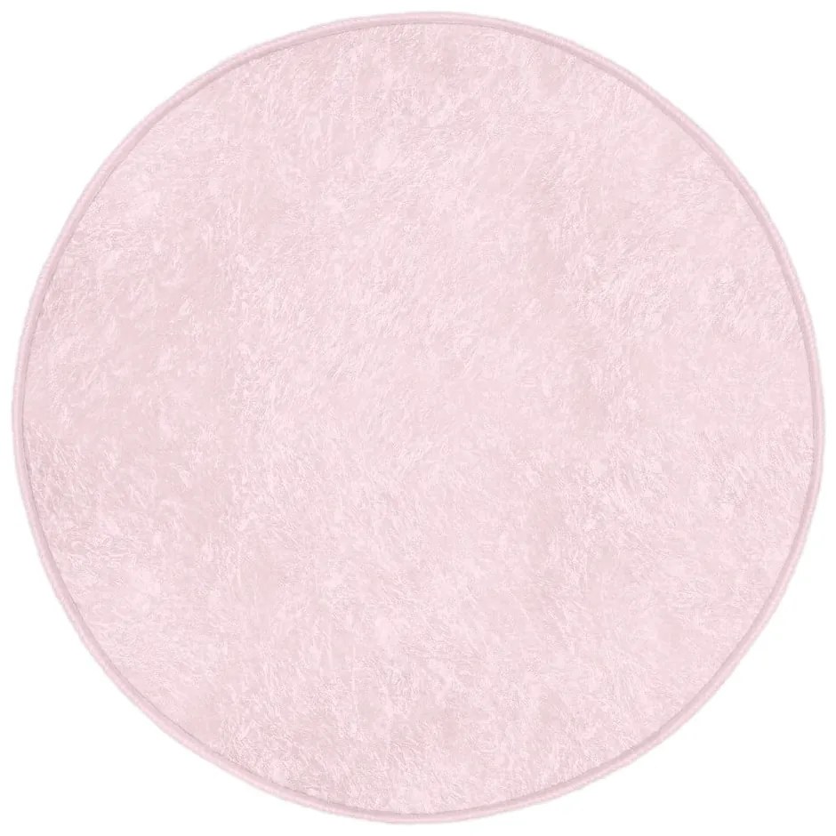 Covor rotund roz deschis lavabil adecvat și pentru aspiratoare robot ø 120 cm Comfort – Mila Home