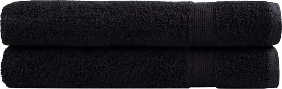 vidaXL Prosoape premium SOLUND 2 buc. negru 100x200 cm 600 gsm