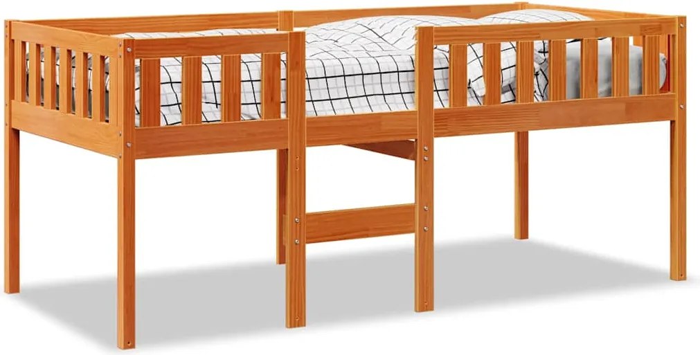 vidaXL Pat pentru copii fără saltea, maro, 90x190 cm, lemn masiv pin