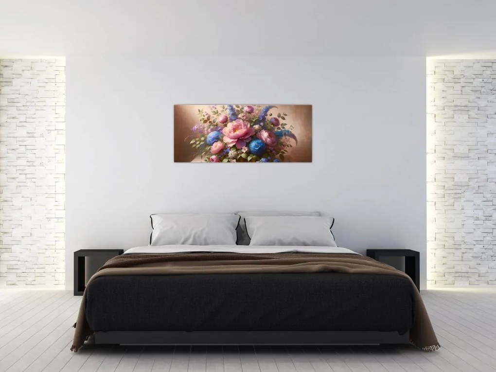 Tablou - Masă plină de flori (120x50 cm)