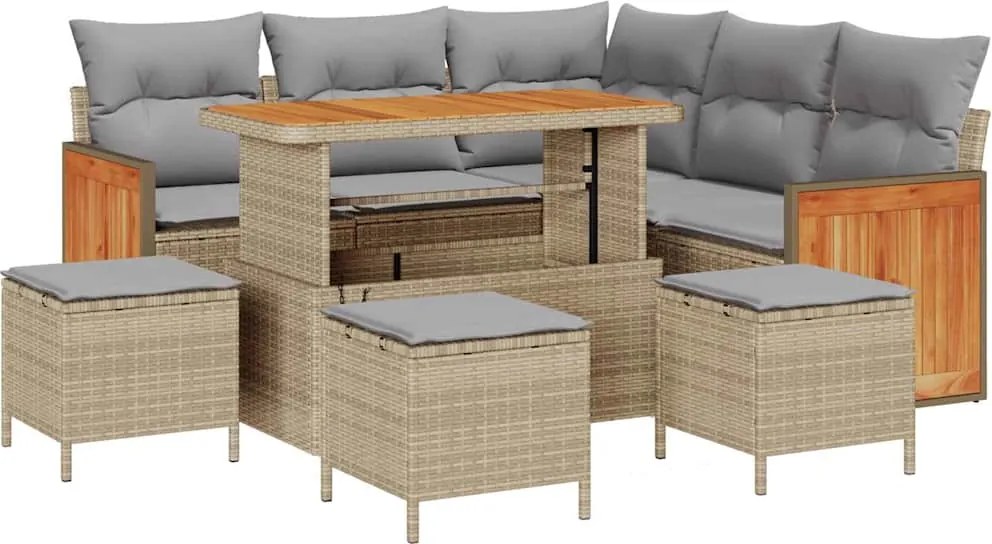 vidaXL Set de canapele pentru grădină 9 pcs Beige și gri deschis