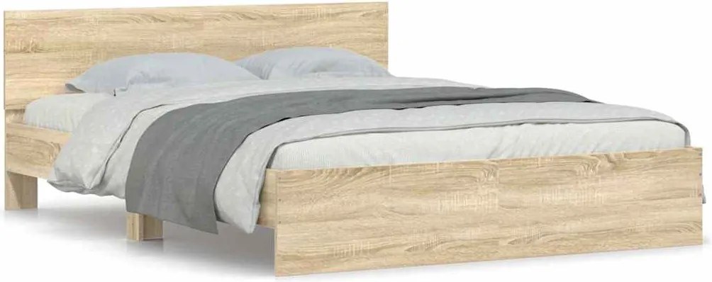 vidaXL Cadru de pat cu tăblie, stejar sonoma, 140x200 cm
