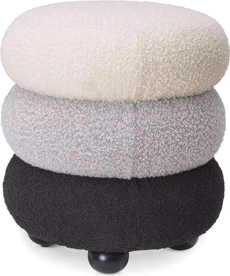 Taburete elegant design LUX Tulum, Boucle cream/ grey/ black