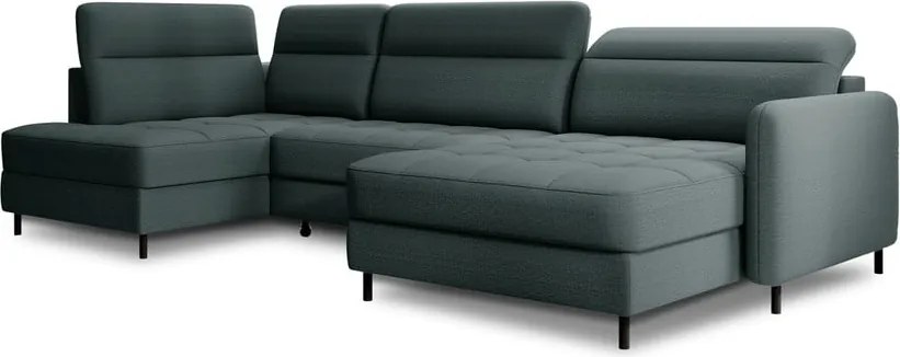 Colțar verde extensibil/cu spațiu de depozitare cu tapițerie din catifea (cu colț pe partea stângă/în formă de "U") Berrto – ELTAP