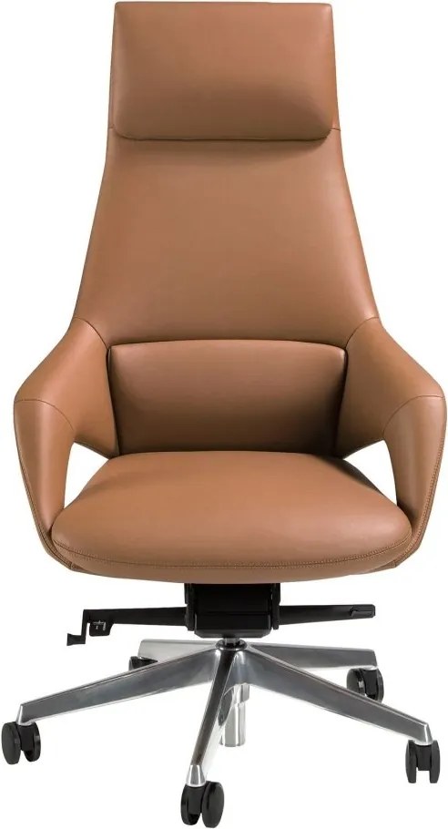 Scaun de birou modern piele sintetica si furnir de nuc Brown