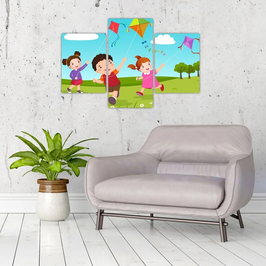 Tablou - Copii cu zmeu (90x60 cm)