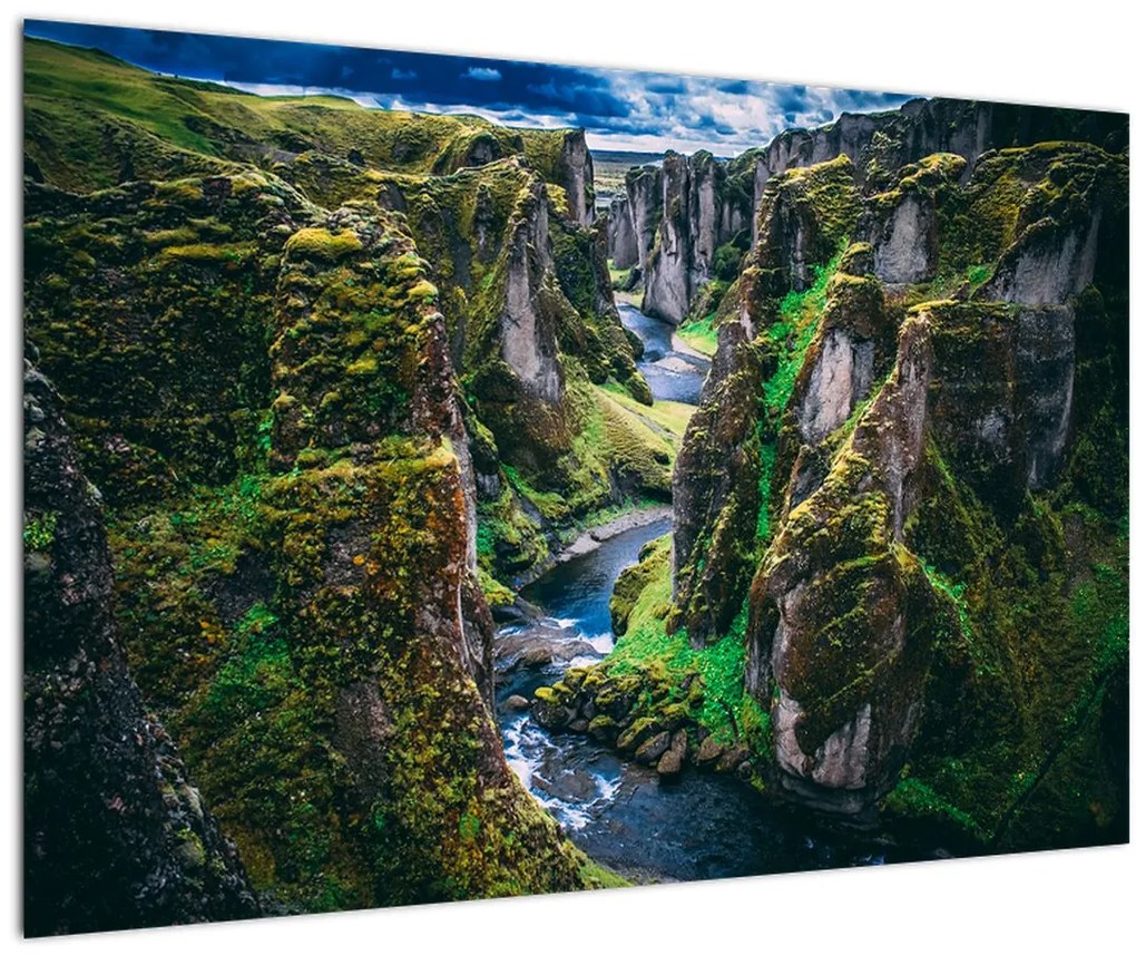 Tablou - Râu într-o vale stâncoasă (90x60 cm)