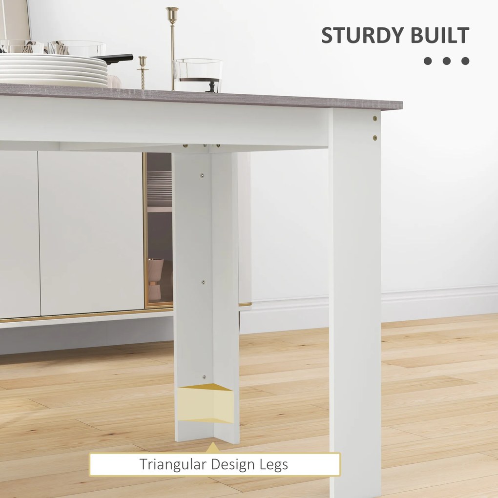 HOMCOM Masă Modernă de Dining pentru 4-6 Persoane 120x69x75 cm Gri și Alb | Aosom Romania