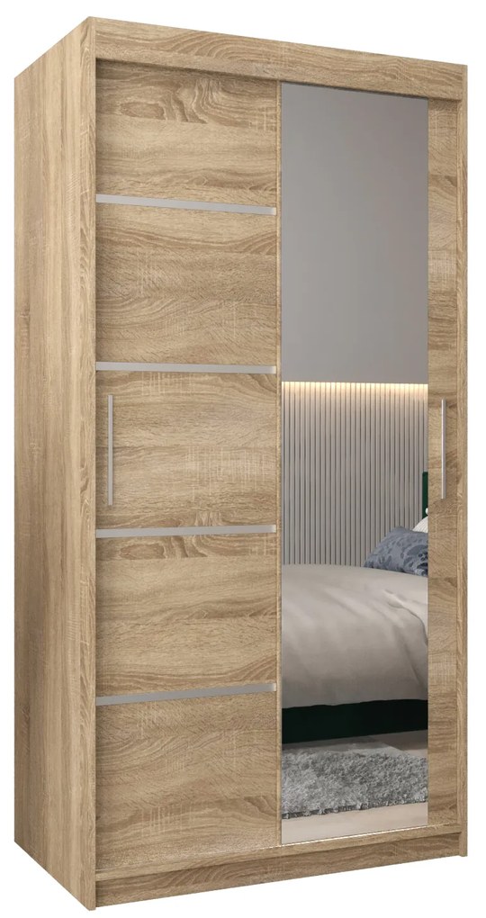 Dulap de haine 100 cm cu oglindă Verika 2 100 (stejar sonoma). 1063765