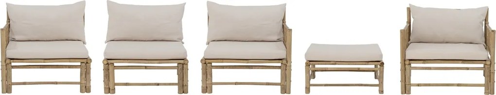 Puf modular de exterior natur din lemn de bambus, „Korfu”