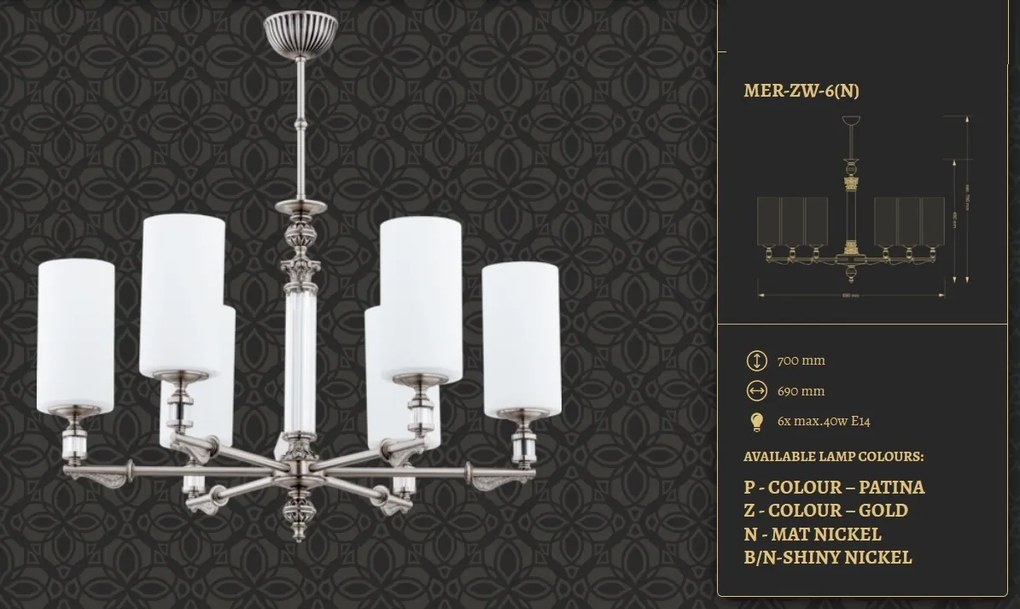 Candelabru 6 brate elegant design clasic MERANO