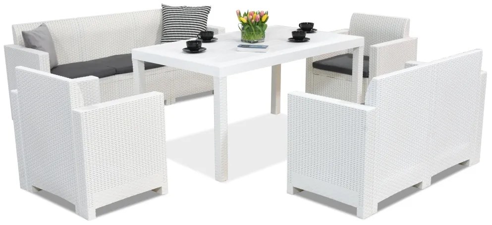 Mobilier din technorattan Nebraska Apetito 7 alb Bica