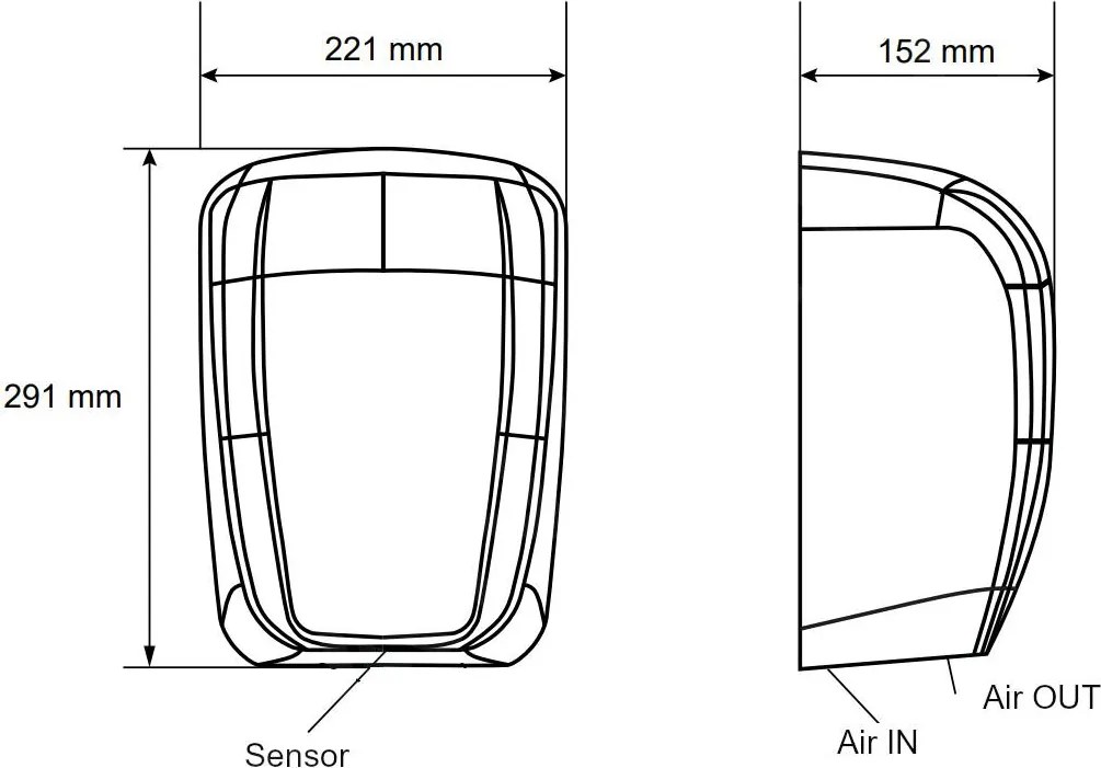 Uscator de mani cu aer cald si senzor, negru mat, Jet Dryer Storm