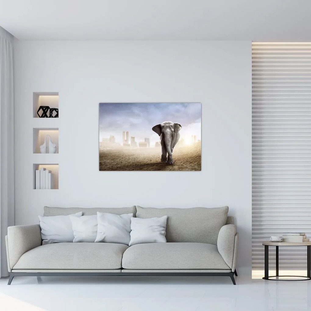 Tablou - Elefanți în oraș (90x60 cm)