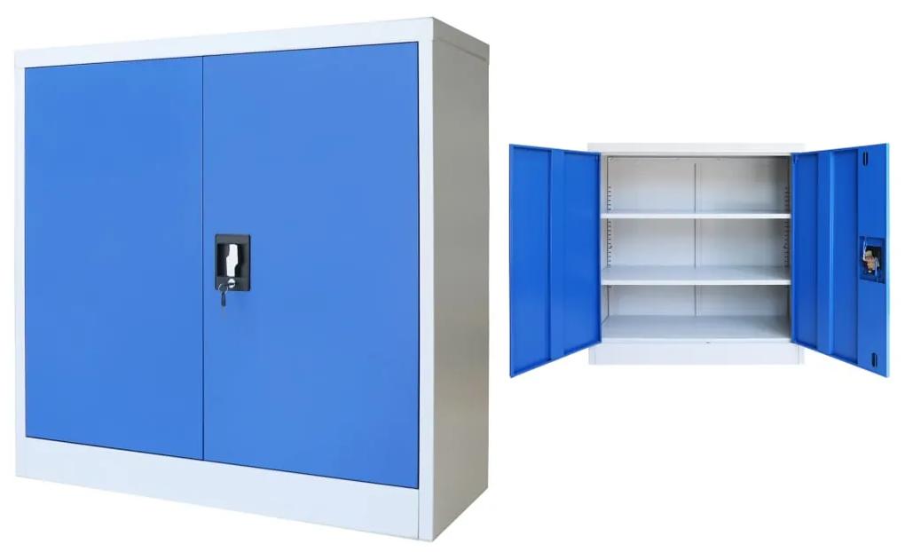 245978 vidaXL Dulap de birou, metal, 90 x 40 x 90 cm, gri și albastru