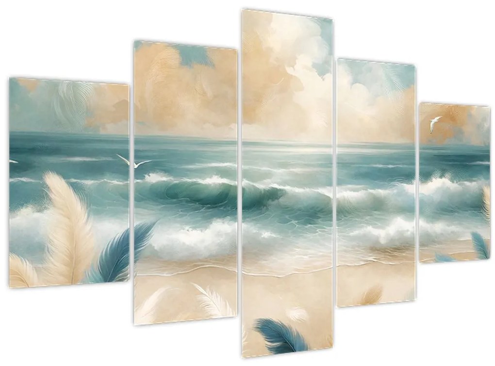 Tablou – Plajă pictată în culori delicate (150x105 cm)