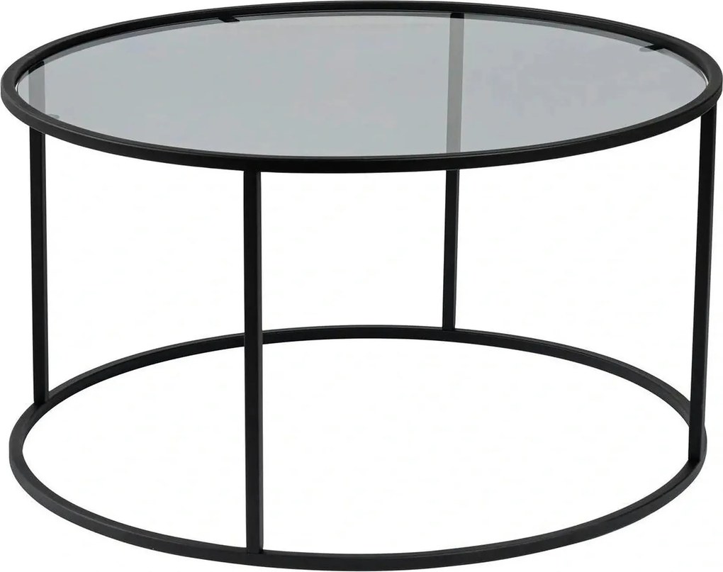 Masuta cafea AURUM, negru, sticla/metal, 80x80x43 cm
