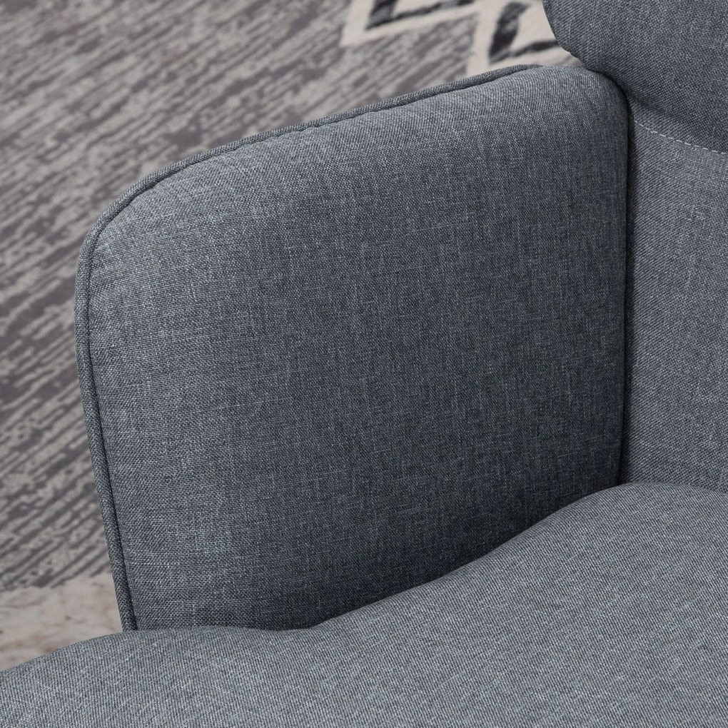 HOMCOM Scaun cu leagăn cu taburet, confortabil, până la 130 kg, aspect de in, 64x89x90cm, Gri | Aosom Romania