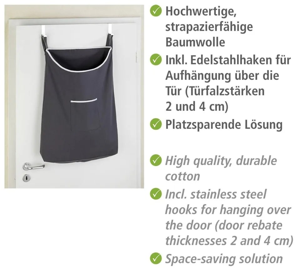 Coș de rufe suspendat Wenko Door Laundry, gri