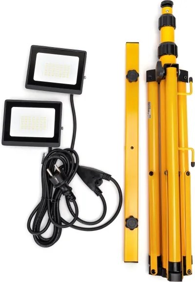 Aigostar - Proiector LED cu stativ 2xLED/30W/230V 6500K IP65 portocaliu/negru