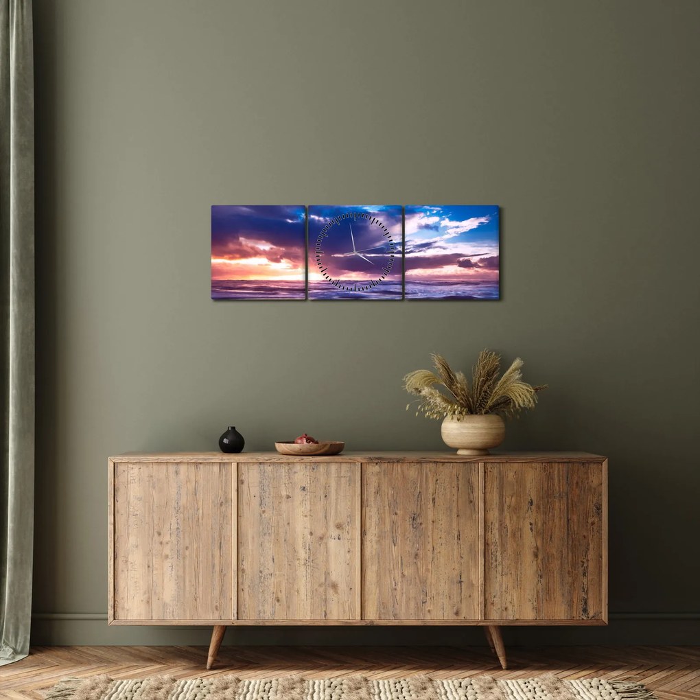 Tablou - Apus de soare la mare (cu ceas) (90x30 cm)