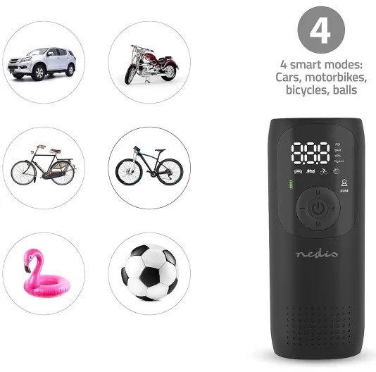 Compresor portabil digital Nedis PAAC10BK 4000 mAh 5V
