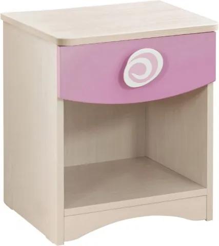Noptiera din pal cu 1 sertar, pentru copii Little Princess Pink / Nature, l40xA41xH47 cm