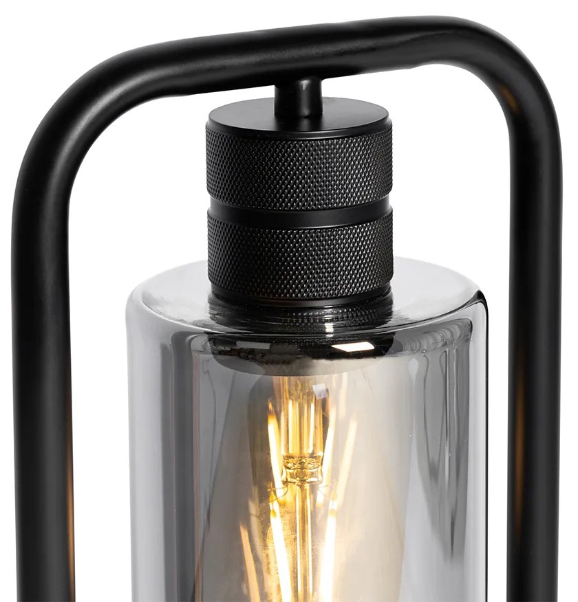 Lampă de masă modernă neagră cu sticlă fumurie - Stavelot