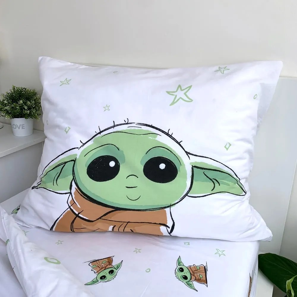 Lenjerie de pat pentru copii din bumbac pentru pat de o persoană 140x200 cm Star Wars Baby Yoda – Jerry Fabrics