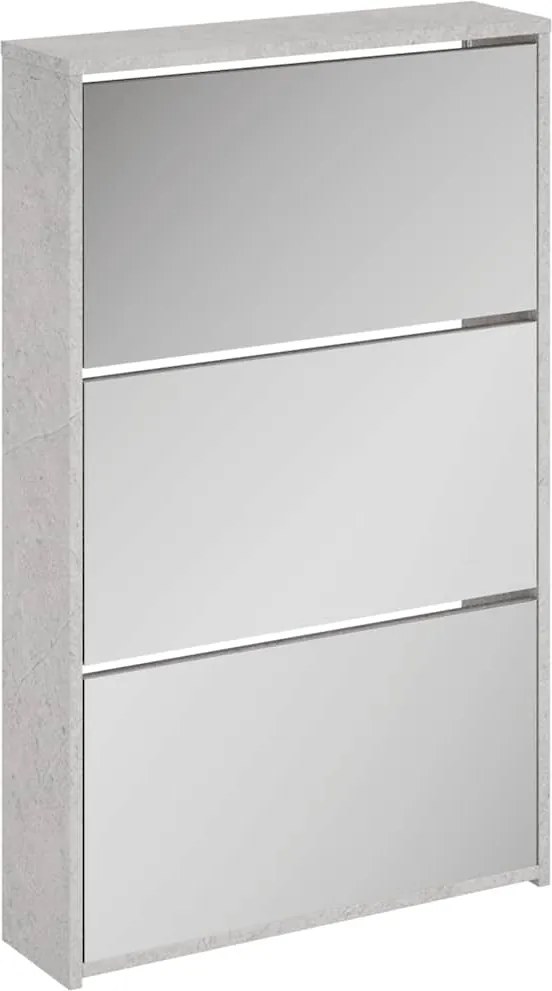 vidaXL Pantofar cu oglindă, 3 niveluri, gri beton, 63x17x102,5 cm