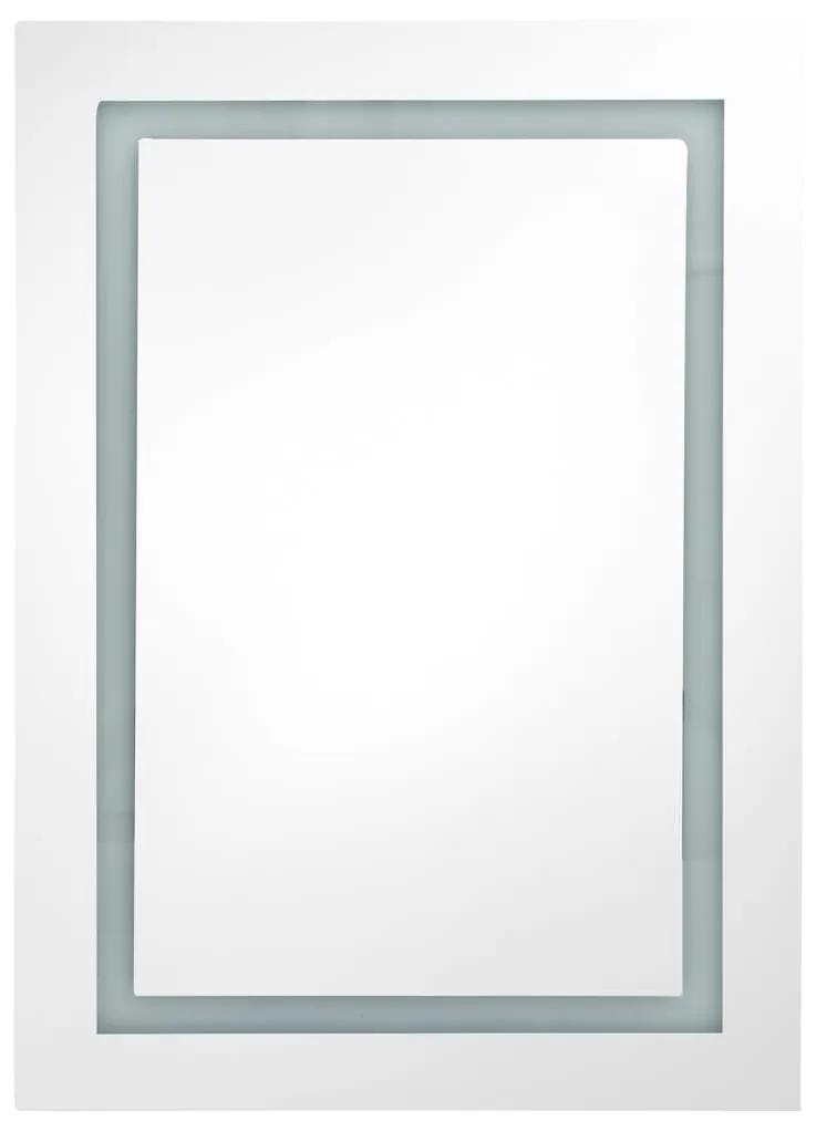 Dulap de baie cu oglinda si LED, alb stralucitor, 50x13x70 cm Alb stralucitor