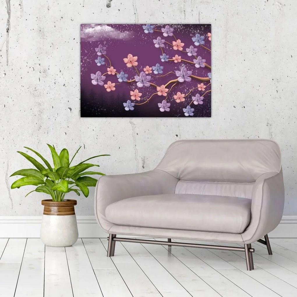 Tablou pe sticlă - Amurg de primăvară (70x50 cm)