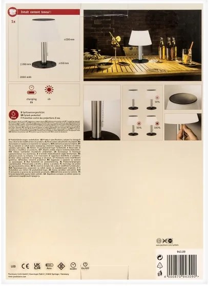 Lampă solară dimabilă LED/0,8W IP44 LILLESOL 3,7V Paulmann 94309