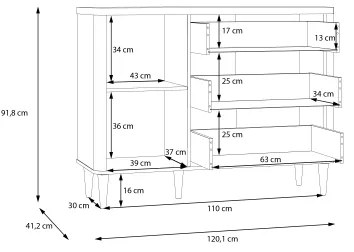 Comodă cu sertare VIRO, maro/bej