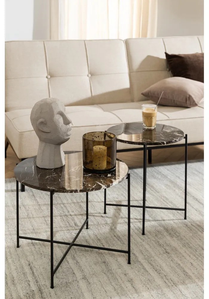 Măsuță auxiliară rotundă cu blat din marmură ø 52 cm Avila – Actona