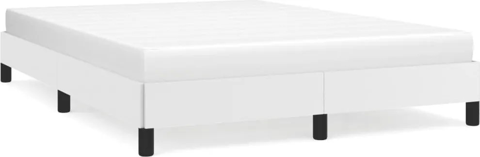 vidaXL Cadru de pat, alb, 140x200 cm, piele ecologică