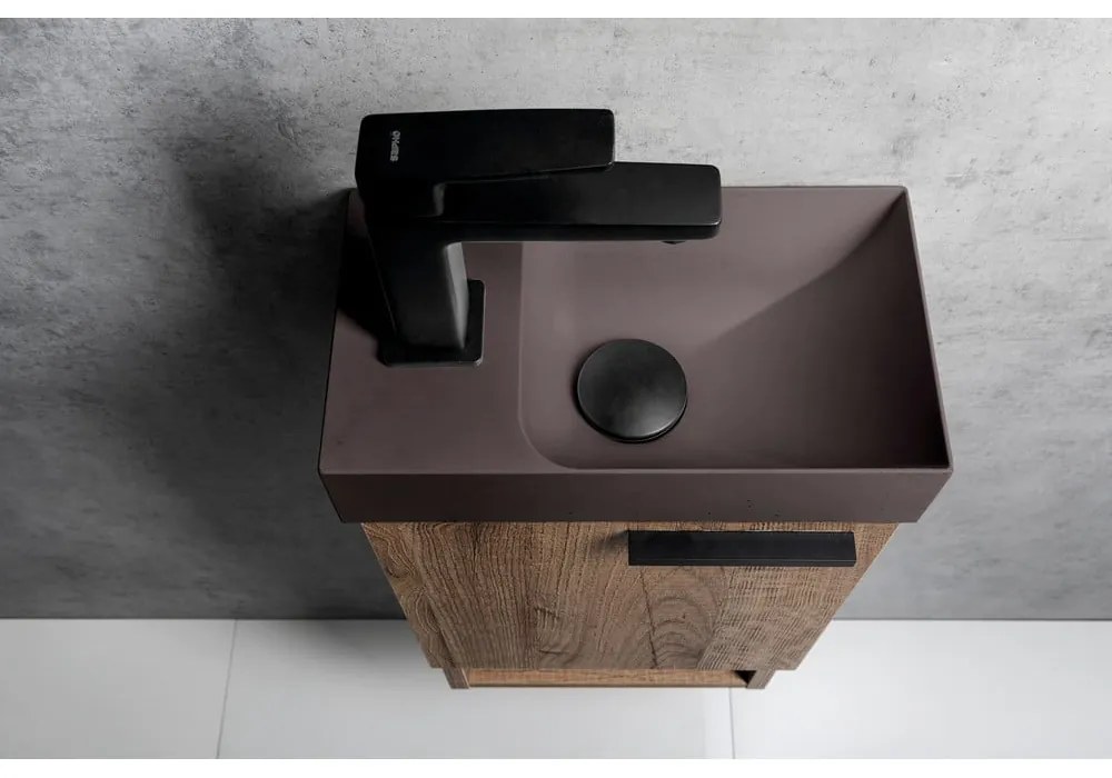 Chiuvetă mică pentru WC maro închis din beton 31x17 cm Piccolino – Sapho