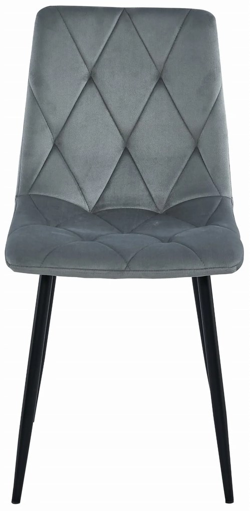 Scaun dining catifea LIBRA gri cu picioare negre