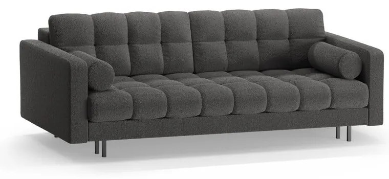 Canapea gri închis extensibilă, cu spațiu de depozitare cu tapițerie din țesătură bouclé 222 cm Bali – Cosmopolitan Design