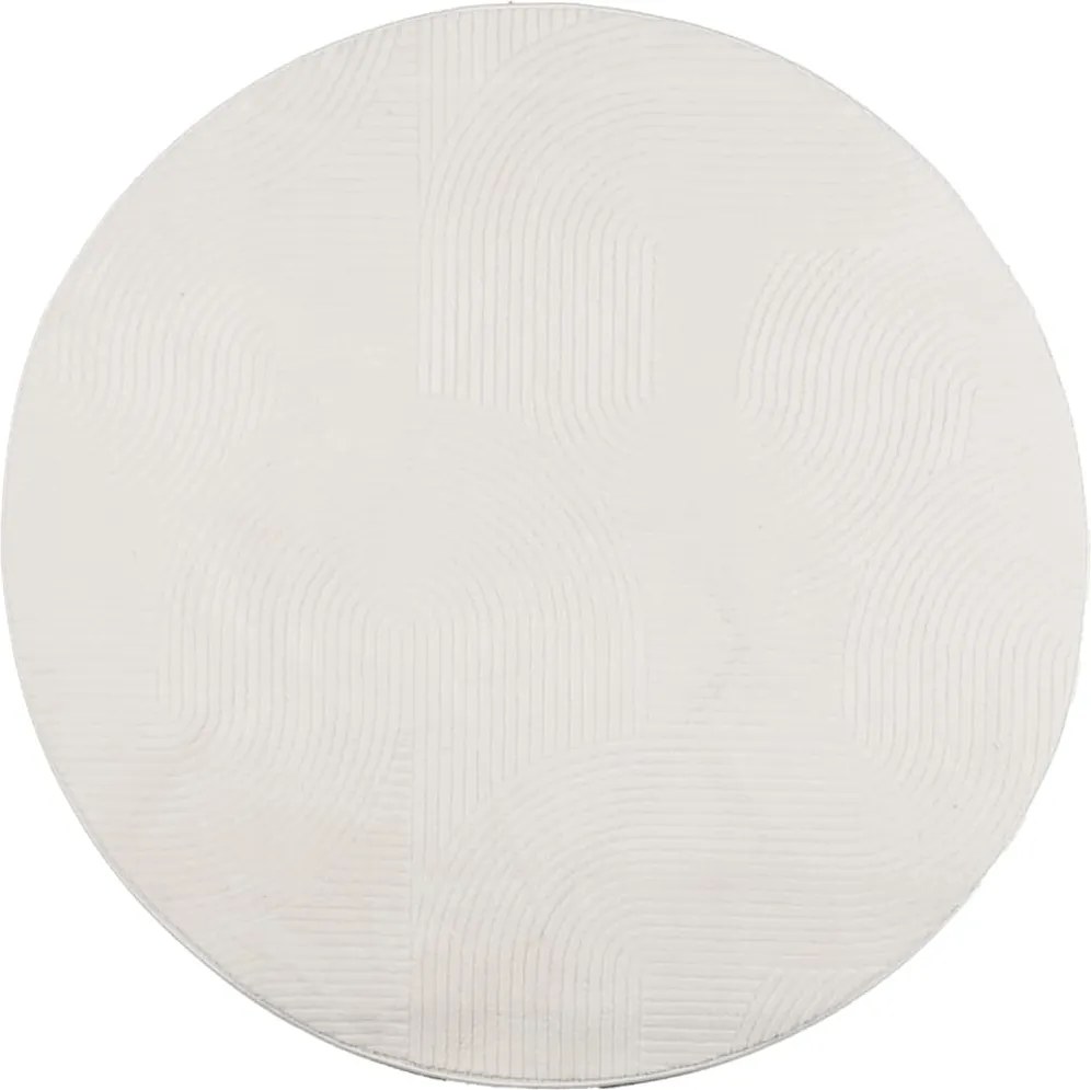 vidaXL Covor IZA aspect scandinav, cu fire scurte, crem, Ø 200 cm