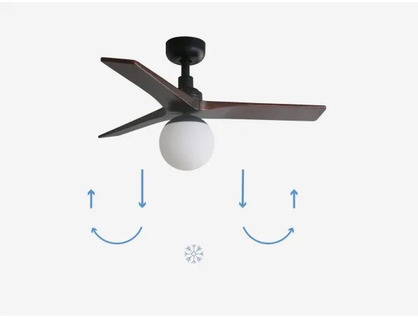 Ventilator de tavan FARO 34278-11L KLIM S lemn/negru + telecomandă