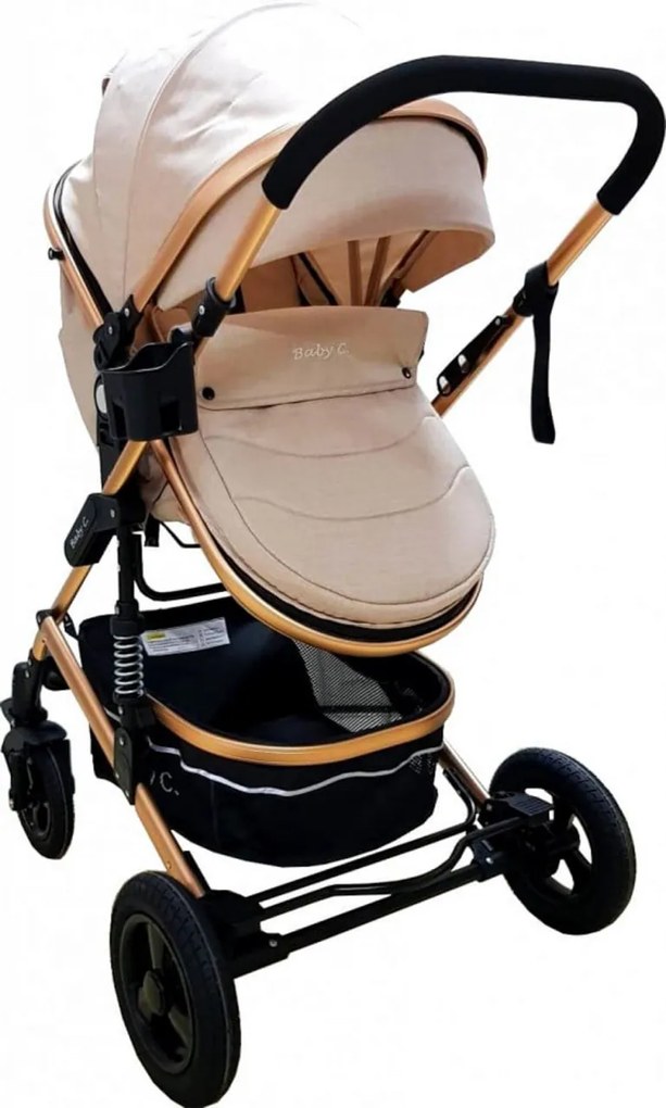 Carucior nou nascuti 3 in 1 Baby Care™ PRO 531 , Cadru Aluminiu, Amortizoare, Roti din cauciuc plin AVE, Landou, Scoica auto, Spatar reglabil 3