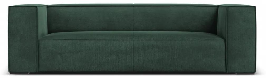 Canapea Agawa cu 3 locuri si tapiterie din tesatura structurala, verde inchis