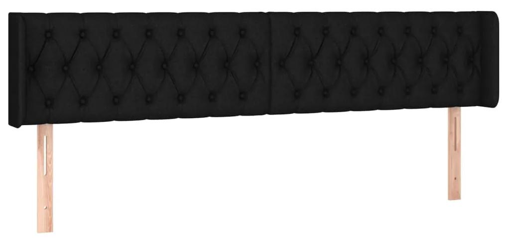 3119128 vidaXL Tăblie de pat cu aripioare negru 203x16x78/88 cm textil