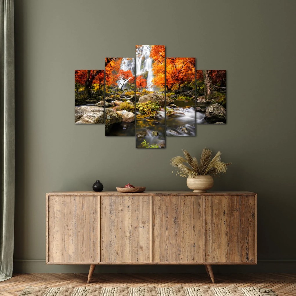 Tablou - Cascade în pădurea portocalie (150x105 cm)