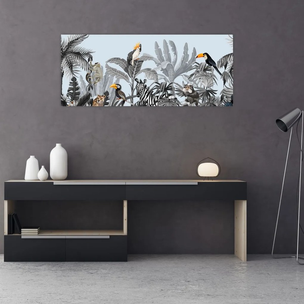 Tablou - Animale în pădurea tropicală (120x50 cm)