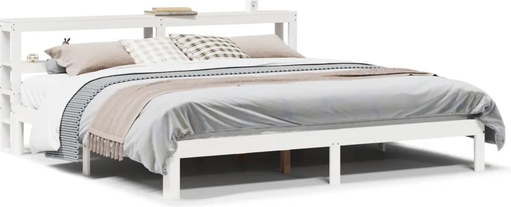 vidaXL Cadru de pat cu tăblie fără saltea, alb, 200x200 cm